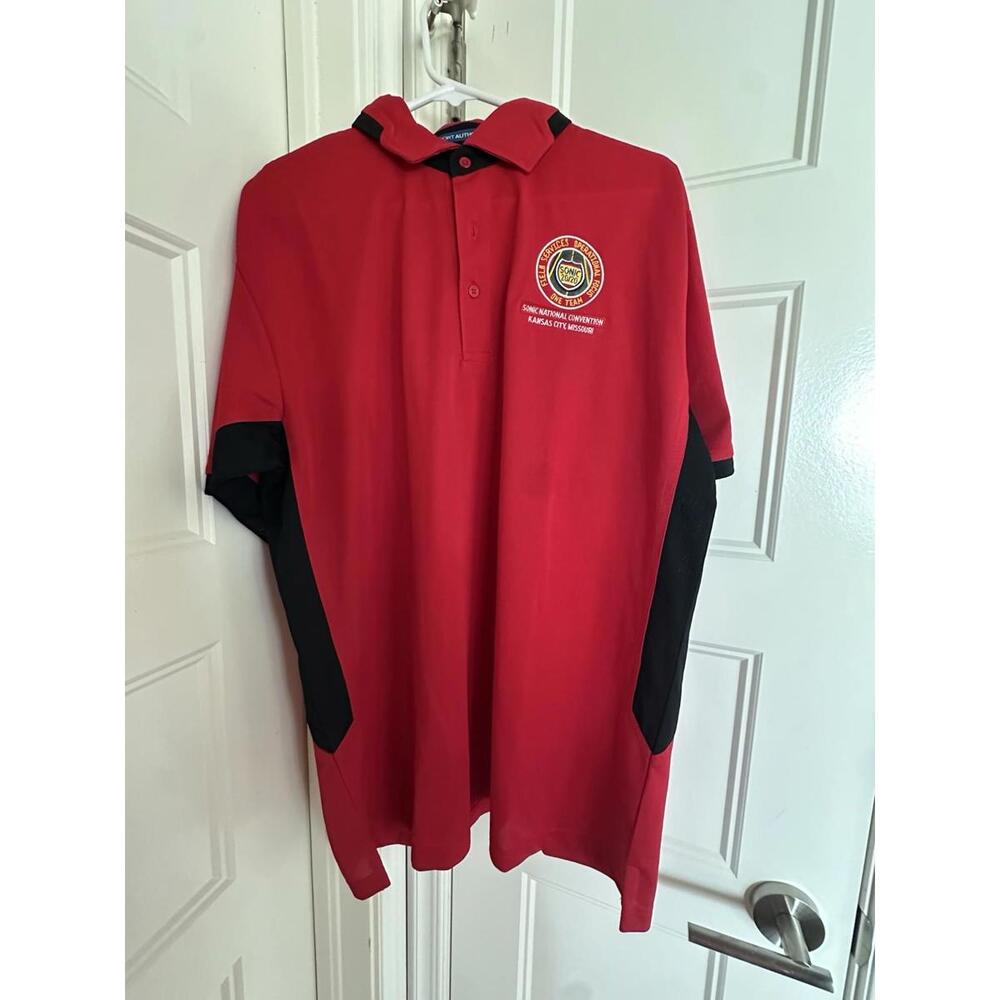 SONIC Drive In Fast Food Employee Uniform Polo Shirt Red Size Large